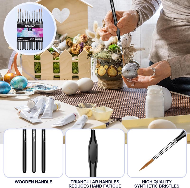 Blablaovy Detailing Paint Brush, 11 Pcs Miniature Paint Brushes with Triangular Handles, Art Paint Brushes for Acrylic Painting, Model, Face, Figurine, Watercolor, Oil, Paint by Numbers Kit for Adults - Image 4